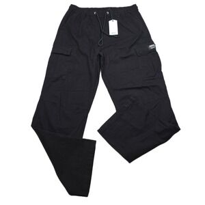 WESC Chino Cargo Pants Mens Size XL XXL Black Open Bottom $98 NEW